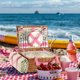 thumbnail image 2 of Cesta de picnic HYBDAMAI de mimbre para 4 personas con manta y nevera rosa, 2 of 9