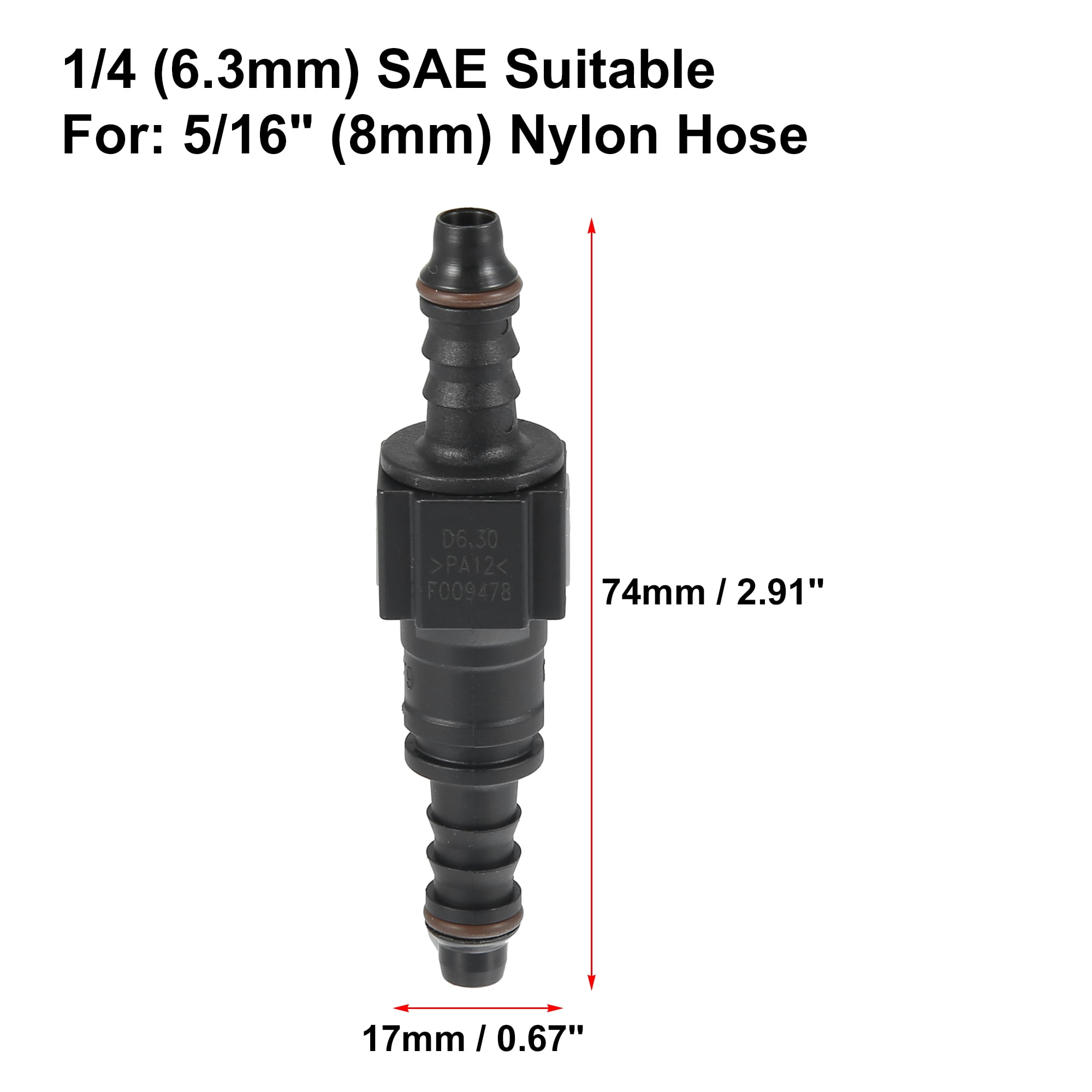 Unique Bargains 1/4 6.3mm SAE to 5/16 8mm Straight Fuel Line Quick Release Connector