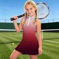 thumbnail image 2 of CAIVO Child Girls Athletic Dress Summer Fashion Gradient Sleeveless Zipper Stand Collar Kids Mini Tennis Shift Dresses For Sportswear, 2 of 5