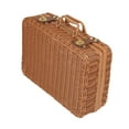 thumbnail image 4 of Cesta de almacenamiento,Cesta tejida tipo maleta de imitación de ratán,Estuche de almacenamiento tejido a mano Organizador de cosméticos,Contenedor multiusos con tapa para baño,Caja de M, 4 of 8