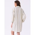 thumbnail image 4 of DARING DIVA Women's Striped Button Down Long Sleeve Pajama Dress S Light Blue Stripe, 4 of 6