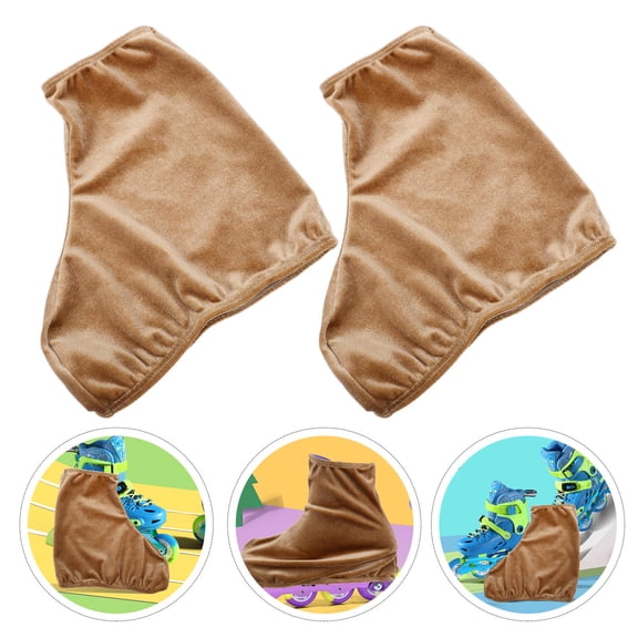 Raindrops 1Pair Elastic Ice Skate Boot Covers Light Brown Polyester Protective Sleeve