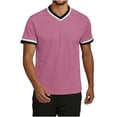 thumbnail image 2 of Kojanyu Men's V-Neck Short Sleeve Shirts Contrast Trim Ringer Tees 2026 Casual Summer Tops Plus Size S-3XL, 2 of 7