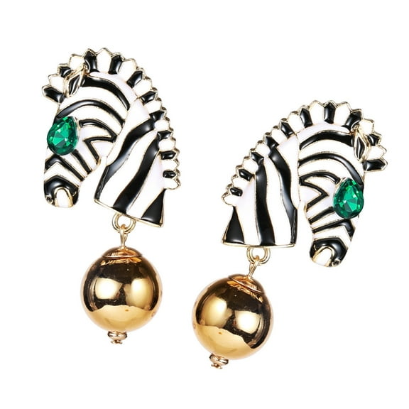 AOOOWER Zebras Head Drop Earrings For Women Black White Shape Party Ear Jewelry