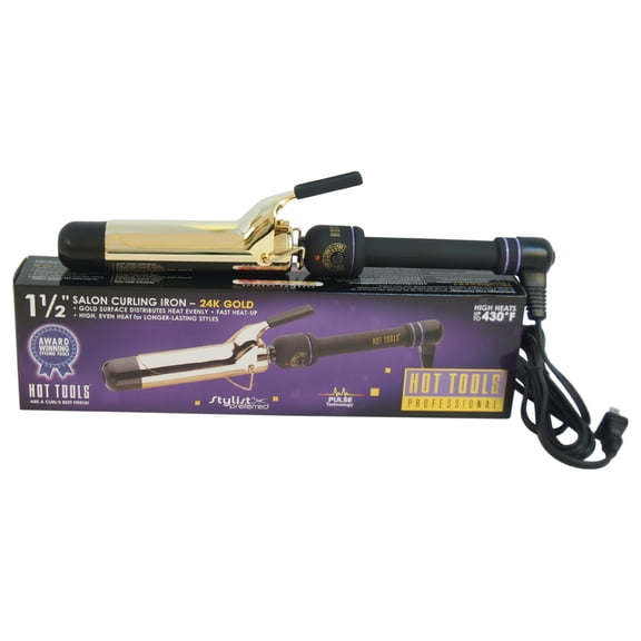($54.99 Value) Hot Tools Professional 1.5 Inch 24K Gold Extra-Long Barrel Curling Iron Model No. HT1102