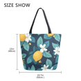 thumbnail image 5 of FORMRS Womens Canvas Tote Bag with Zipper Inner Pocket Shoulder Handbag, Lemon Leaves, 5 of 7