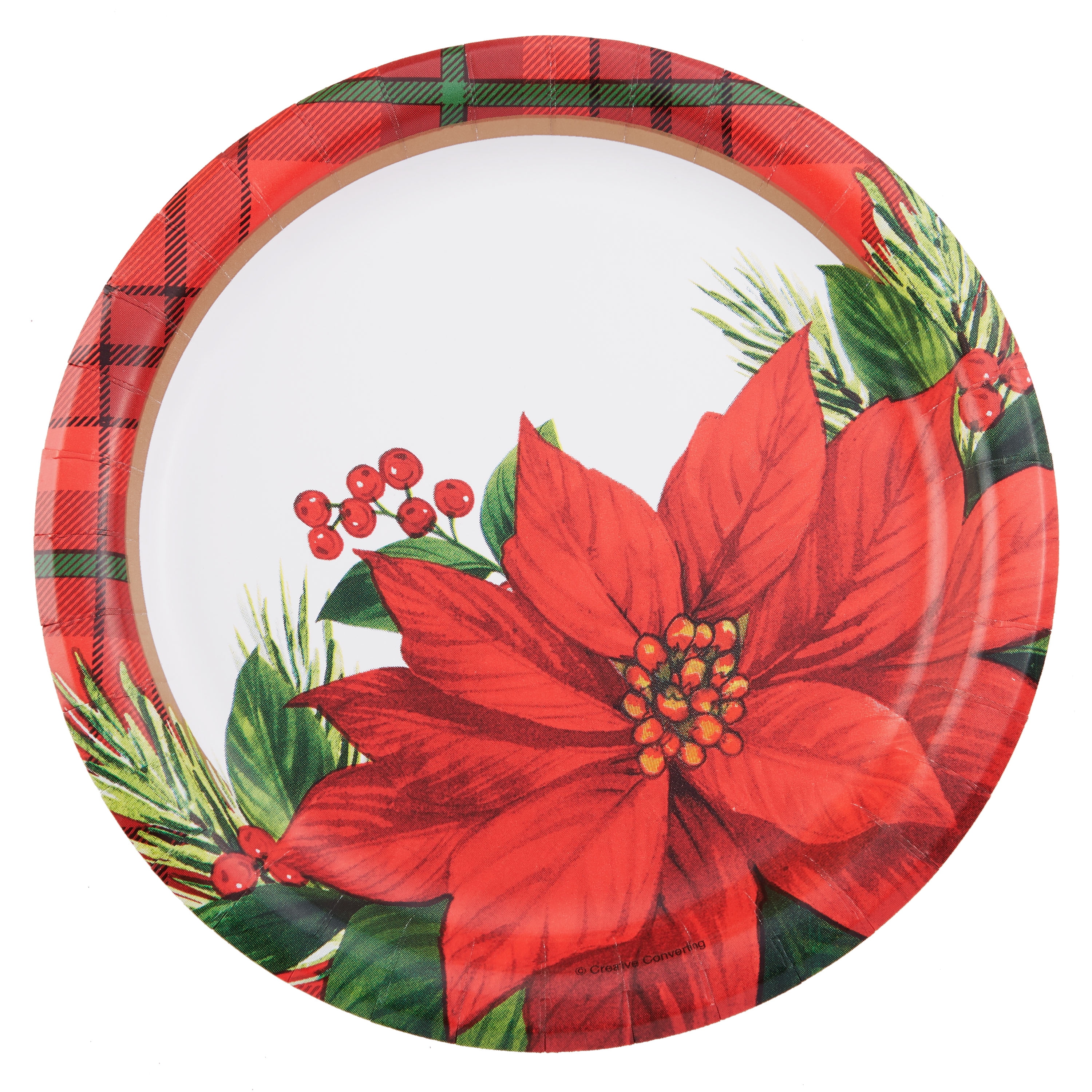 Holiday Time Paper Plates, Poinsettia, 30 Count