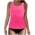 thumbnail image 2 of jobturf Tankini Swimsuits for Women Summer Crew Neck Tank Top with Bikini Bottoms Beach Vacation Bathing Suit Swimwear 2 Piece Outfits, 2 of 4