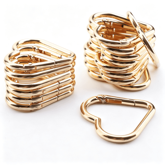 ZHZFKQ 16-Pack Gold Heart Carabiner Clips, Cute Keychain Accessories for Backpacks & Hiking Gear, Aluminum Alloy Spring Snap Hook(Lightweight, Bulk Value Set)