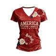 thumbnail image 3 of HOWPAY Womens USA 250th Anniversary Shirt Short Sleeve V Neck Vintage Patriotic Pullover 1776-2026 Commemorative Loose Fit Casual T-Shirt Red XL, 3 of 3
