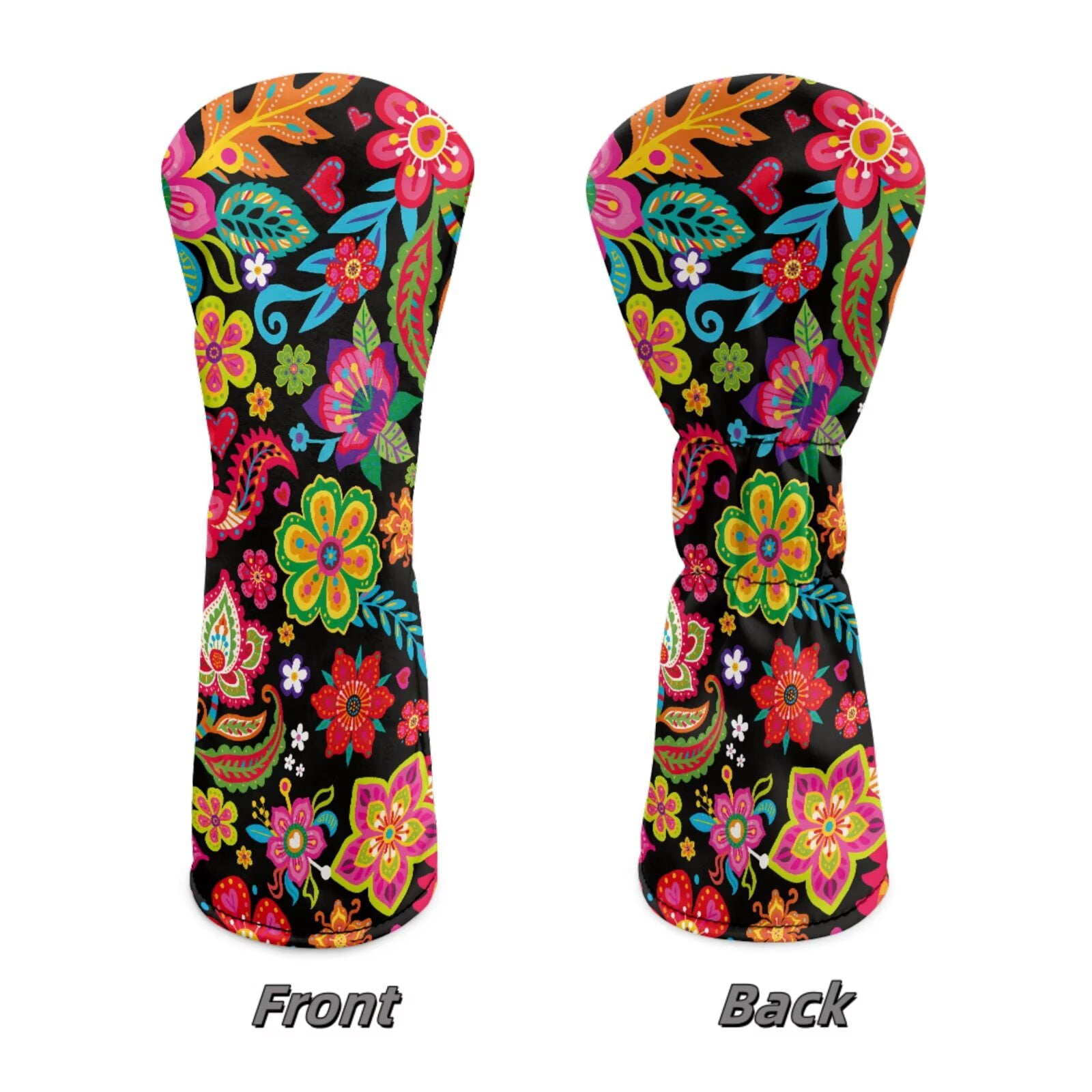 Uorisanigo Golf Club Head Covers, Ethnic Floral Golf Club Driver, Fairway Wood and Hybrid Headcover, PU Leather Design, Soft Fabric Accessories Gifts for Women, Set of 3