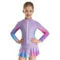 thumbnail image 6 of Raenseen Kids Girls Figure Ice Skating Jacket Zipper Long Sleeve Sparkly Rhinestone Coat Gymnastic Purple 8, 6 of 9