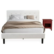 East West Furniture Nolan 2-Piece Wood Queen Bedroom Set in White and Burgundy