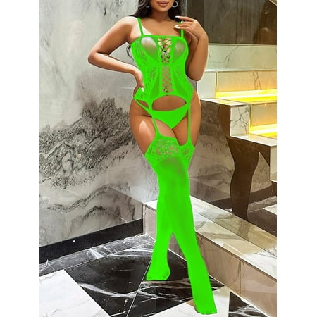 Generic Sexy Lingerie Sexy Sling Mesh Stockings Open Bottom Anti-Slip Temptation Transparent One-Piece Stockings W803