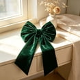 thumbnail image 7 of Large Velvet Christmas Bow, 17.72 x 33.46 inch Extra Long Wreath Bow with Long Streamers, Oversized Holiday Tree Decoration for Front Door and Party, Green, 7 of 7