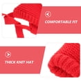 thumbnail image 3 of PENIKOKO Women's Red Knit Beanie Hat, Windproof and Warm Fleece Lined Winter Cap with Cozy Ear , 1 Set, 3 of 8