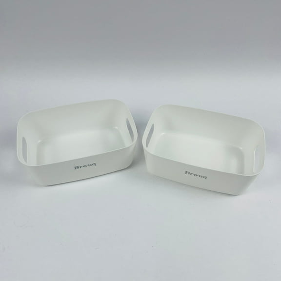Brwuq Household Plastic Storage Containers With Handle, 2 Pack, White