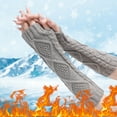 thumbnail image 2 of PMVFHDE Autumn Winter Knitted Fingerless Gloves Women Short Style, Warm Arm Sleeves for Cold Season Grey,One Size, 2 of 6
