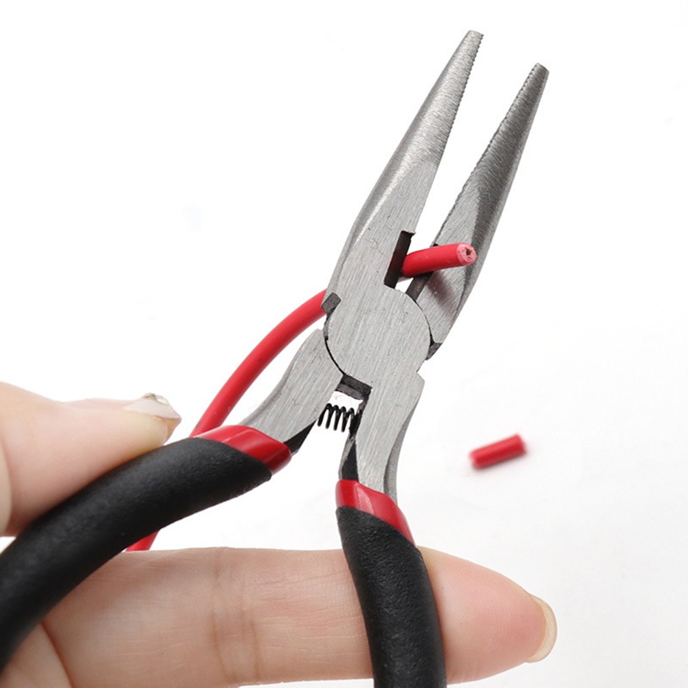 Jewelry Making Pliers 5-Piece Mini Long Nose Pliers Set With Serrated Jaws & Wire Cutters - CRV Steel With Teflon Coating For Jewelry Making & Fishing Repair Jewelry Making Tools With Wire
