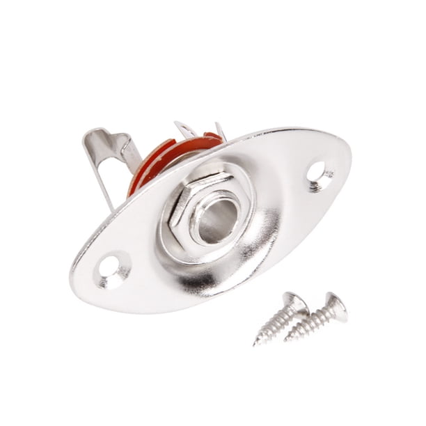 Greeniant Panel de conector de guitarra eléctrica Universal, 6,35mm, 1/4 , conector ovalado, Kit de montaje de puerto, accesorios para instrumentos Accesorios para instrumentos musicales plata Greeniant OD0057-01