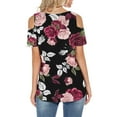thumbnail image 5 of USSUMA Womens Plus Savings Tops and T-Shirts Summer Tops for Women Cold Shoulder Floral Short Sleeve V Neck T Shirts Tee Casual Tunic Tops Blouses 2022 Beach, 5 of 5