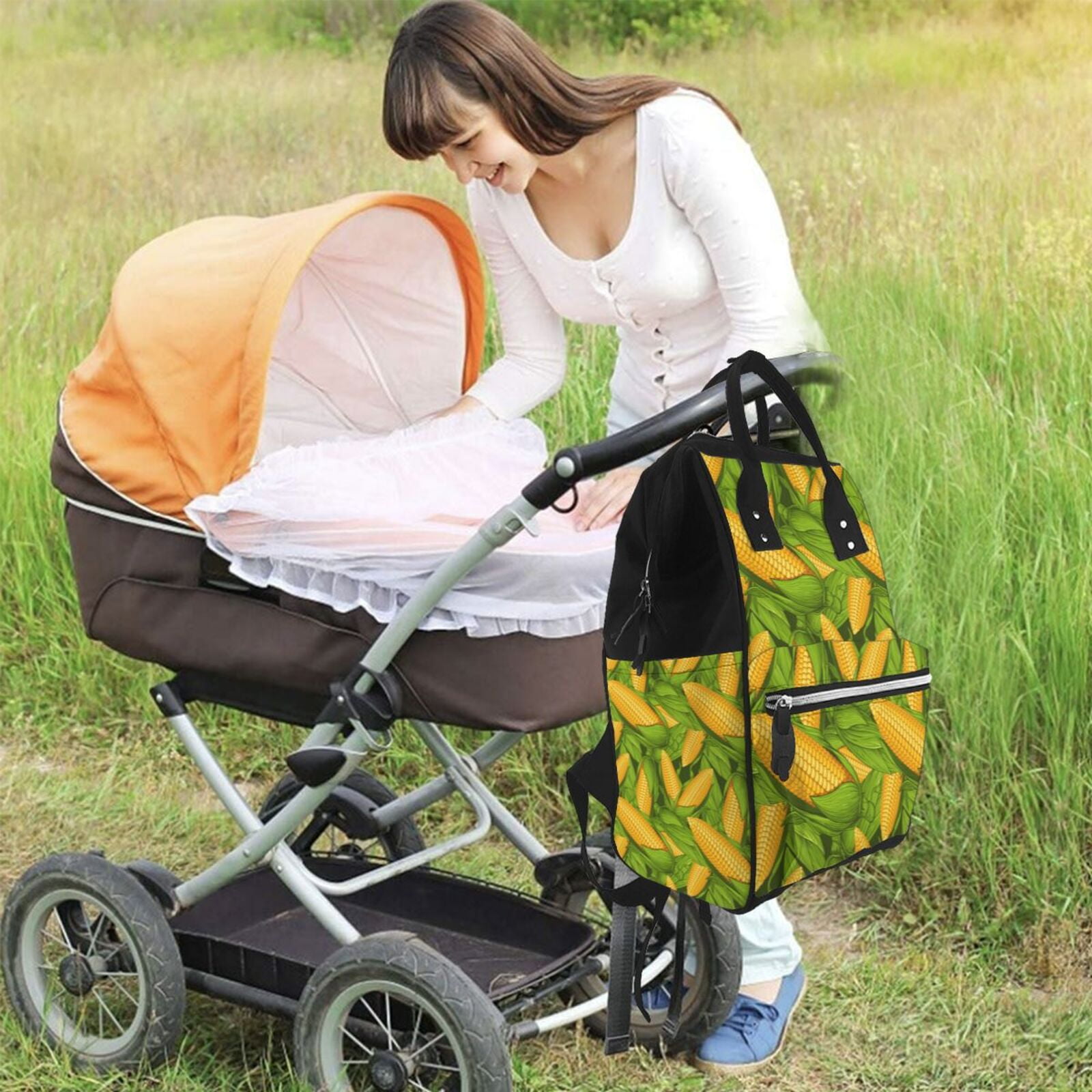 Ratiio Fresh Corn 1 Mummy Backpack - Waterproof Twill Canvas, Large Capacity Diaper Bag with Multiple Pockets and Adjustable Straps