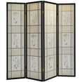 thumbnail image 2 of Legacy Decor Floral Accented 4 Panel Room Divider, 71" Tall, Black, 2 of 5