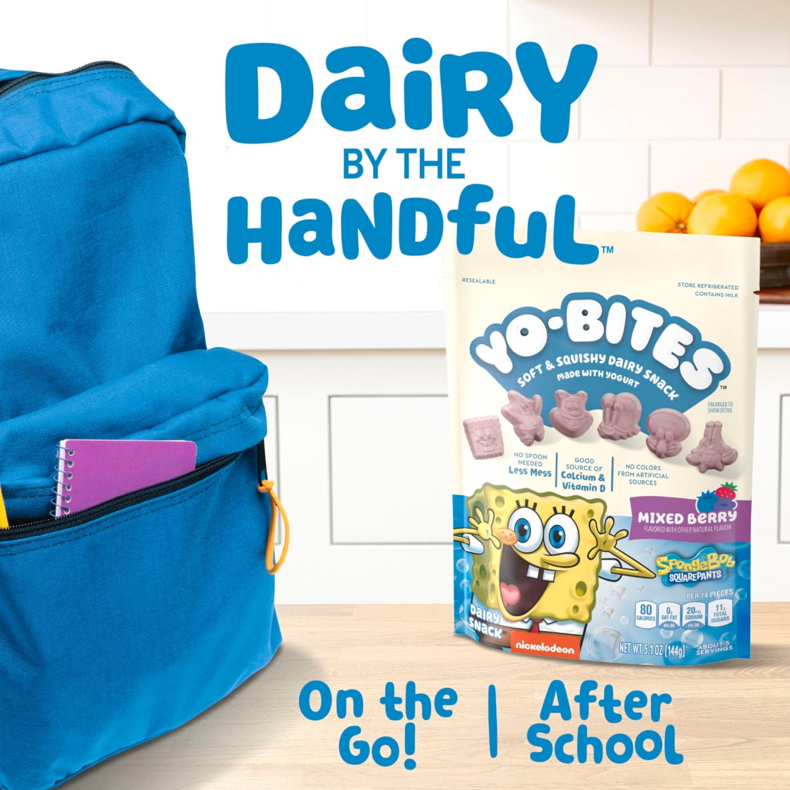 SpongeBob SquarePants Mixed Berry Yo-Bites Dairy Snacks, Made with Yogurt, 5.1 oz Pouch