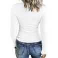thumbnail image 4 of Long Sleeve Shirts for Women V Neck Women Long Sleeve Scoop Neck Ribbed Fitted Knit Shirt Basic T Shirts Z0B-White, XL, 4 of 6