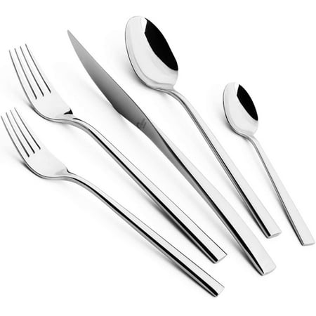 

Sirius Silverware Set 20 Piece 18/10 Stainless Steel Set for 4 (Dinner Spoons Dinner Forks Salad Forks Dinner Knives Teaspoons) Flatware Set Cutlery Set Forks and Spoons Set