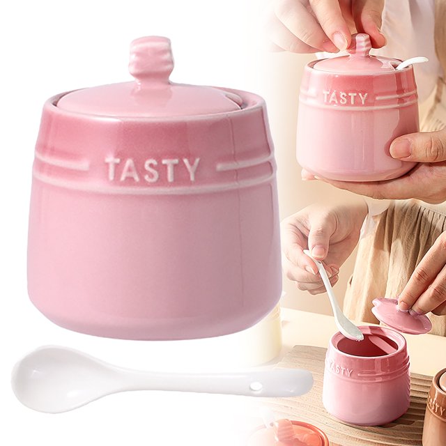 WHEANG Ceramic Sugar Bowl With Lid 240ml/8.5oz Style Countertop Coffee Bar Accessory