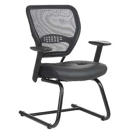 UPC: 0090234326496 | Professional Air Grid Back Visitors Chair with Bonded Leather Seat in Black