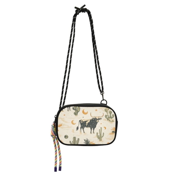 FORMRS Mini Crossbody Bag for Women Adjustable Rope Shoulder Casual Phone Purse, Cowboy Pattern