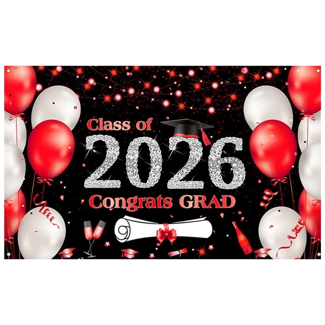 kjfeif 2026 Graduation Decorations, 43 x 70 Inch Congrats Grad Banner and Photography Background for Wall Home Decor, Large Sign for Grad Party Photo Booth