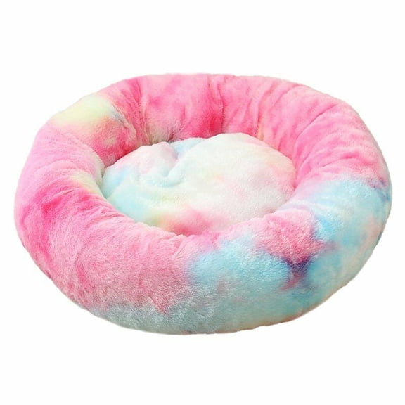 Donut Dog Cat Bed Ultra Soft Pet Nest Bed Waterproof Bottom Indoor Round Pillow
