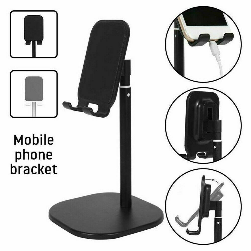 Universal Cell Phone Holder Desktop Mount Nonslip Mobile Phone Stand for Phone Pad Tablet(Black