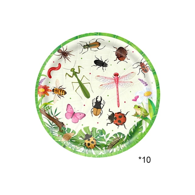 Easter Paper Plate 7 Inch Spring Insect Theme Dragonfly And Butterfly Design For Party Snack Dessert Tableware Disposable