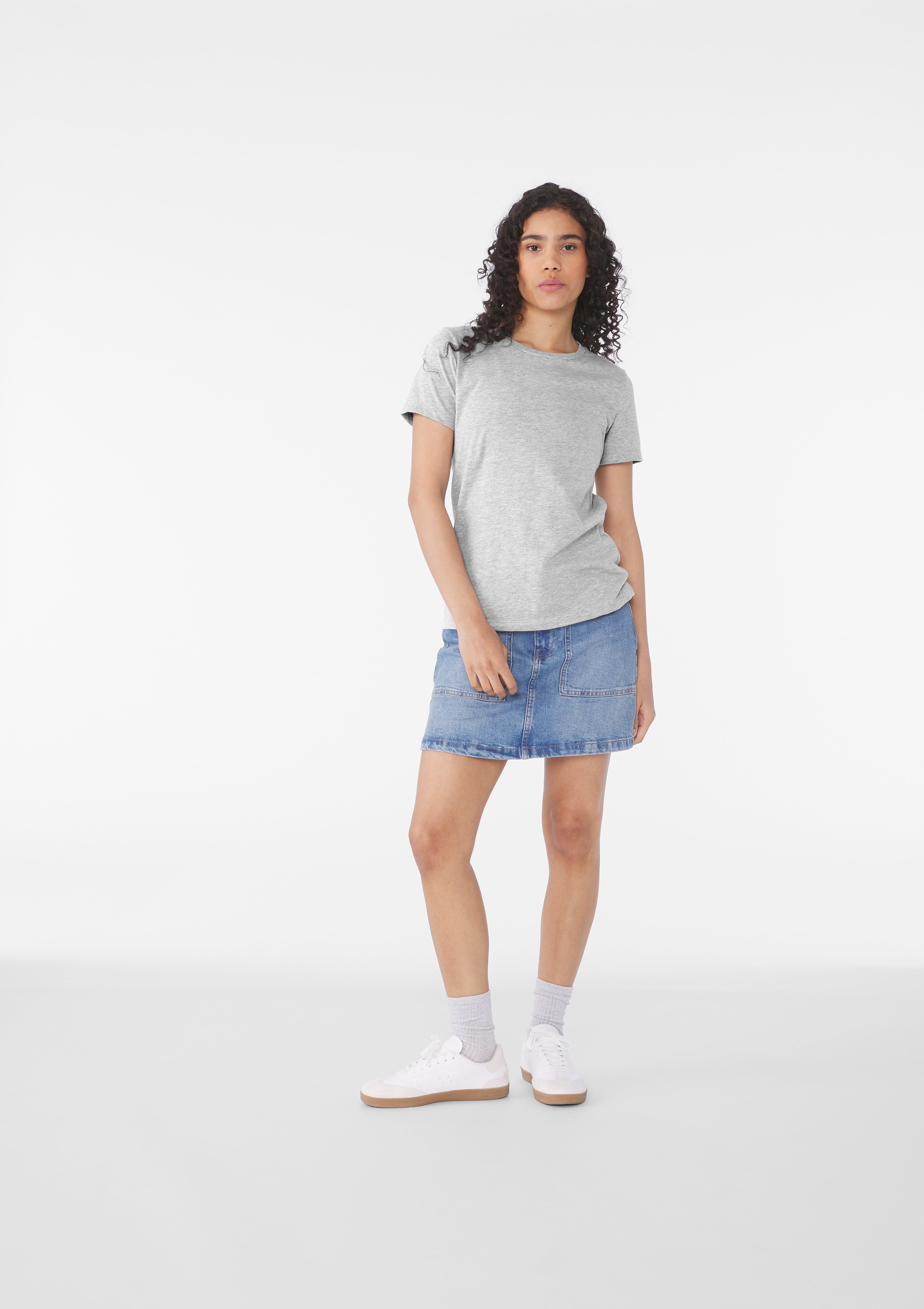 BELLA+CANVAS Ladies Crew Neck Personalized T-Shirt, Create your own Designs, Athletic Heather, Grey, Small