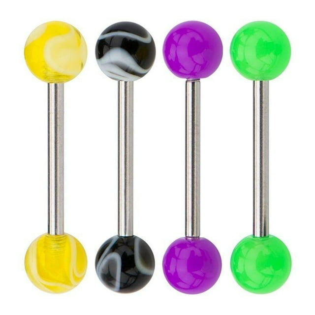 4 Pcs multi pack Anneaux de Langue en Acier Chirurgical 14G 5/8 Pouces 16mm