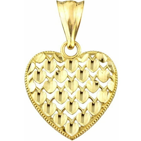 - Handcrafted 10kt Gold Diamond-Cut Heart Charm Pendant