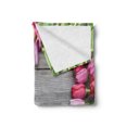 thumbnail image 2 of Love Soft Flannel Fleece Throw Blanket, Frame of Fresh Tulips Arranged on Old Wooden Table Countryside Nature Print, Cozy Plush for Indoor and Outdoor Use, 60" x 80", Pink Green Umber, by Ambesonne, 2 of 5