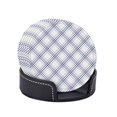 thumbnail image 2 of Posavasos de cuero de 6 piezas, posavasos de línea diagonal de cuadros geométricos azules y blancos para bebidas, posavasos para tazas, regalo de inauguración de la casa, ideal para la decoración del, 2 of 7