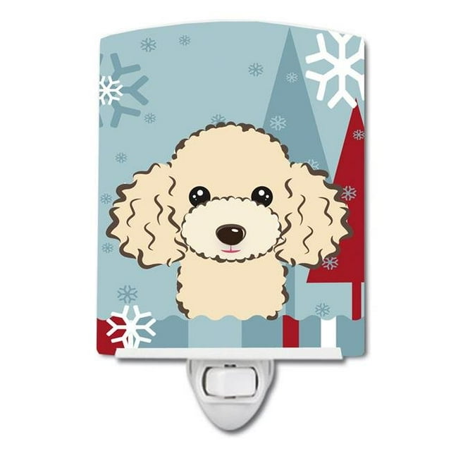 Carolines Treasures BB1754CNL Winter Holiday Buff Poodle Ceramic Night Light