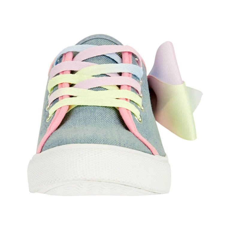 Jojo Siwa Girl s Denim Lace Up Sneakers With Bow Walmart