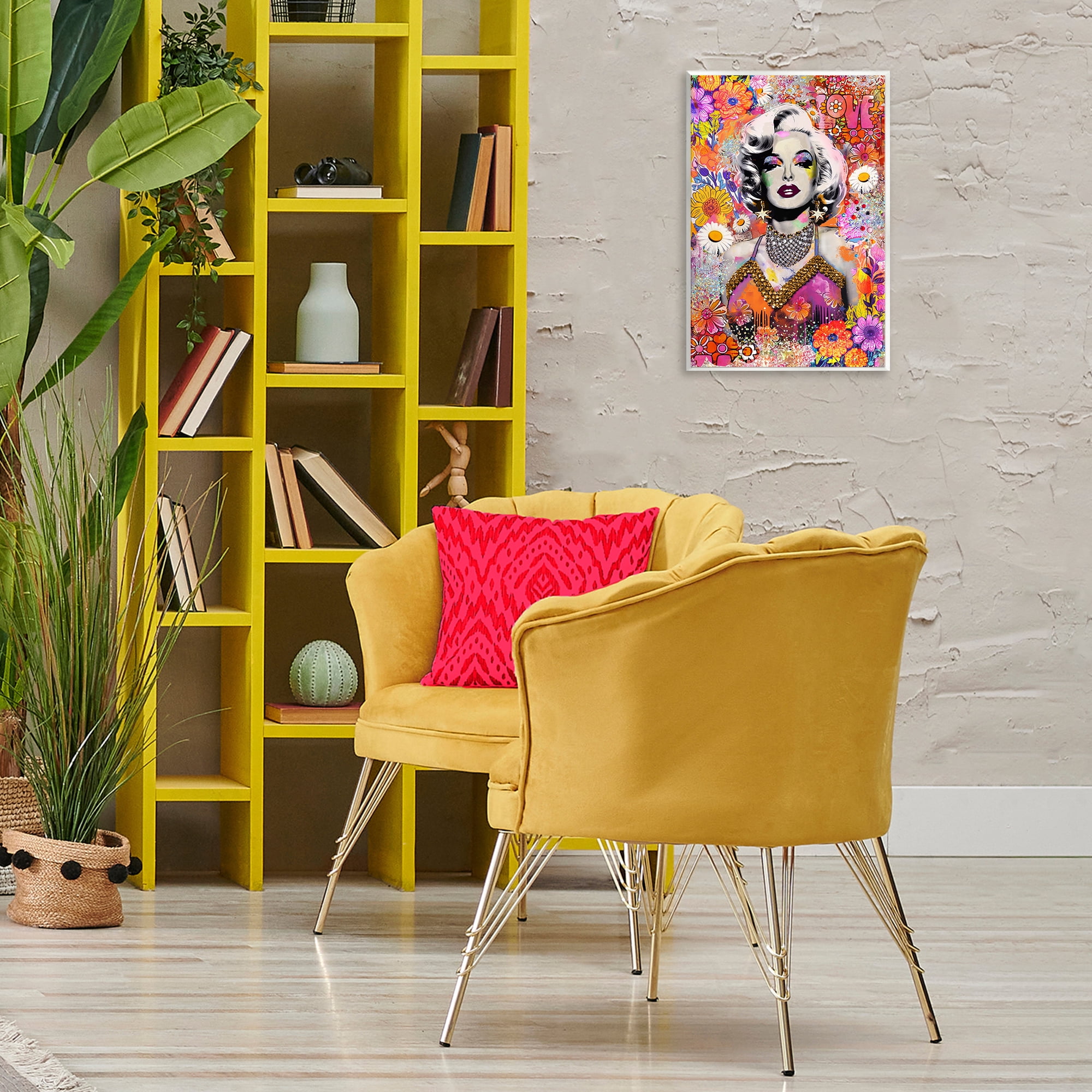 Stupell Industries Hippie Bedecked Marilyn People Painting Unframed Art Print Wall Art, 13 x 19