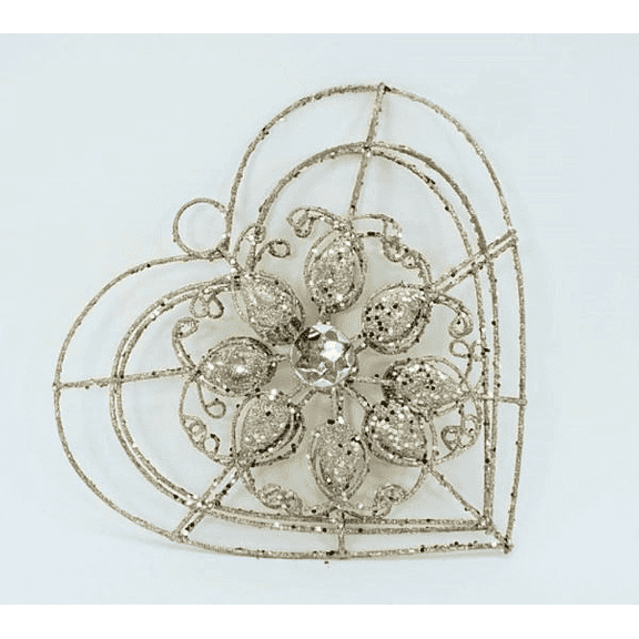 10" 3 Dimensional Metal Heart - Champagne