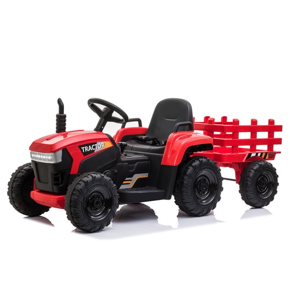 Veryke Pink 12 V Electric Tractor Powered Ride-On with Detachable Trailer