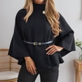 thumbnail image 2 of Arlun Womens Belted Wool Cape Poncho Coats Winter Warm Stand Collar Wrap Outerwear Tailored Waist Tie Detail Long Sleeve Loose Solid Color Trendy Elegant Coat Black S, 2 of 5
