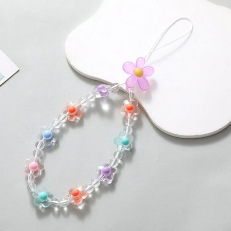 

OUNONA 2pcs Phone Charms Kawaii Beaded Lanyards Phone Straps Flower Phone Hanging Accessories