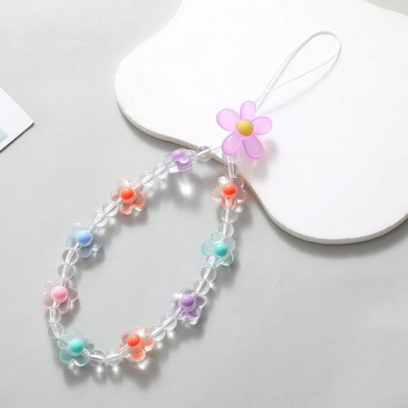 2pcs Phone Charms Kawaii Beaded Lanyards Phone Straps Flower Phone Hanging Accessories